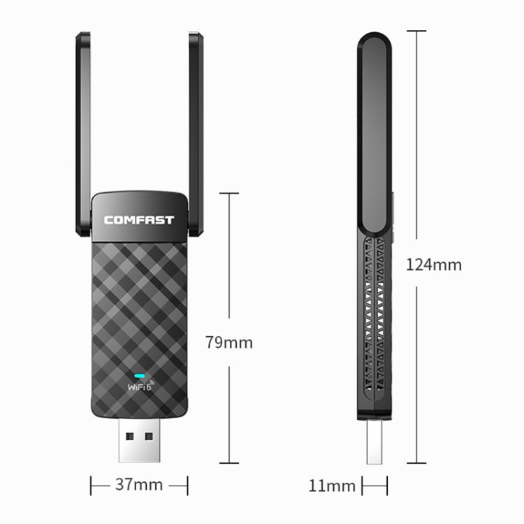 COMFAST C-952AX V2 1800Mbps Dual Band Wireless Network Card WiFi6 USB Adapter, CF-952AX V2 COMFAST C-952AX V2 1800Mbps Dual Band Wireless Network Card WiFi6 USB Adapter, CF-952AX V2